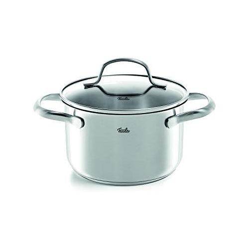  Fissler Vancouver 5-Piece Stainless Steel Saucepan Set with Glass Lid (3 Saucepans, 1 Stewing Pan, 1 Sauteuse), All Hob Types Including Induction