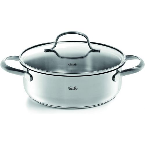  Fissler Vancouver 5-Piece Stainless Steel Saucepan Set with Glass Lid (3 Saucepans, 1 Stewing Pan, 1 Sauteuse), All Hob Types Including Induction