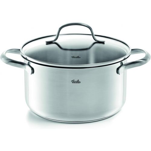  Fissler Vancouver 5-Piece Stainless Steel Saucepan Set with Glass Lid (3 Saucepans, 1 Stewing Pan, 1 Sauteuse), All Hob Types Including Induction