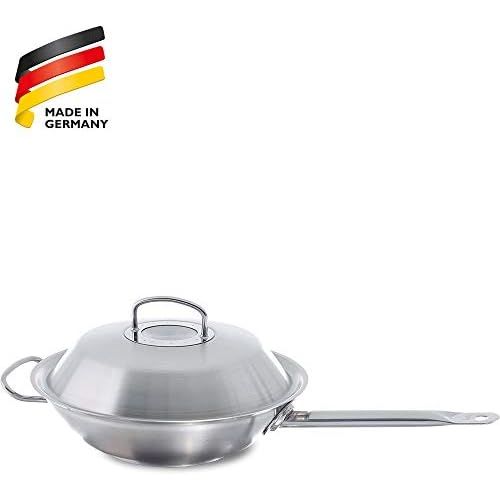  Fissler original-profi Collection 084-833-30-000/0 Wok with Metal Lid 30 cm Made of Robust and Durable Stainless Steel