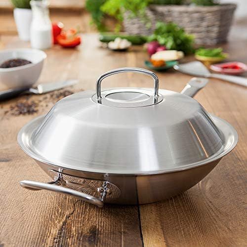  Fissler original-profi Collection 084-833-30-000/0 Wok with Metal Lid 30 cm Made of Robust and Durable Stainless Steel