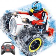 [아마존 핫딜] [아마존핫딜]Fistone RC Car High Speed Spinning Stunt Car 2.4G Remote Control Amphibious Motorcycle Drives on Land and Water Vehicle Toys for Kids