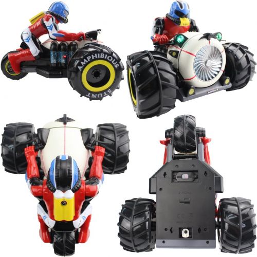  [아마존 핫딜] [아마존핫딜]Fistone RC Car High Speed Spinning Stunt Car 2.4G Remote Control Amphibious Motorcycle Drives on Land and Water Vehicle Toys for Kids