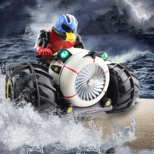  [아마존 핫딜] [아마존핫딜]Fistone RC Car High Speed Spinning Stunt Car 2.4G Remote Control Amphibious Motorcycle Drives on Land and Water Vehicle Toys for Kids
