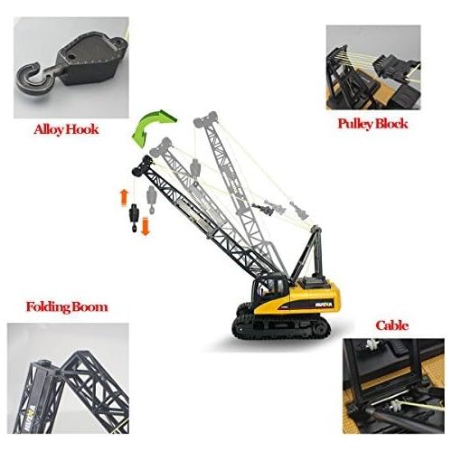  [아마존핫딜][아마존 핫딜] Fistone RC Truck Crawler Tower Crane Hoist Dragline Die-cast Model Lifiting Cable Remote Control Excavator Tractor Digging Engineering Toy Construction Vehicle