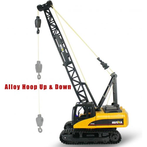  [아마존핫딜][아마존 핫딜] Fistone RC Truck Crawler Tower Crane Hoist Dragline Die-cast Model Lifiting Cable Remote Control Excavator Tractor Digging Engineering Toy Construction Vehicle