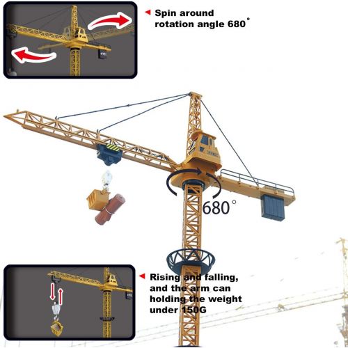  [아마존핫딜][아마존 핫딜] Fistone 6 Channel RC Tower Crane, 50.4 inches 680 Degree Rotation Lift Model 2.4GHz Remote Control Construction Crane Toy with Tower Light and Simulation Sound for Kids