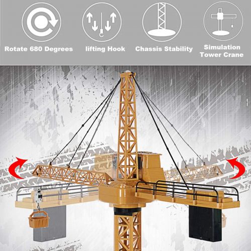  [아마존핫딜][아마존 핫딜] Fistone 6 Channel RC Tower Crane, 50.4 inches 680 Degree Rotation Lift Model 2.4GHz Remote Control Construction Crane Toy with Tower Light and Simulation Sound for Kids