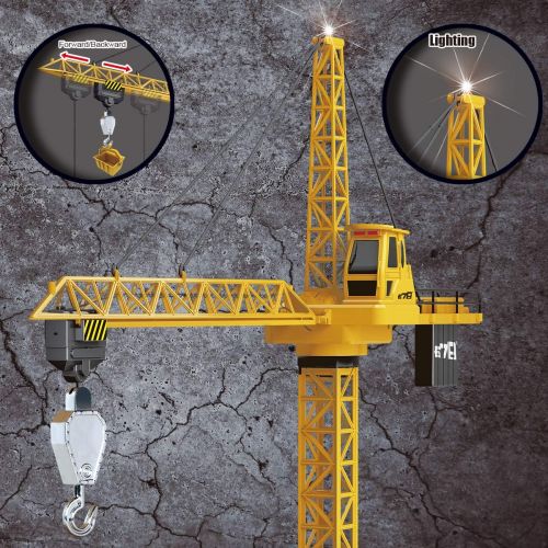  [아마존핫딜][아마존 핫딜] Fistone 6 Channel RC Tower Crane, 50.4 inches 680 Degree Rotation Lift Model 2.4GHz Remote Control Construction Crane Toy with Tower Light and Simulation Sound for Kids