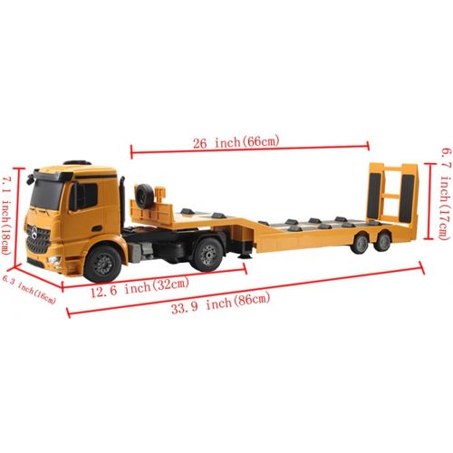  [아마존핫딜][아마존 핫딜] Fistone RC Truck Licensed Mercedes-Benz Acros Detachable Flatbed Semi-Trailer Engineering Tractor Remote Control Low Loader Die-Cast Car Model Kids Electronics Hobby Toy with Sound