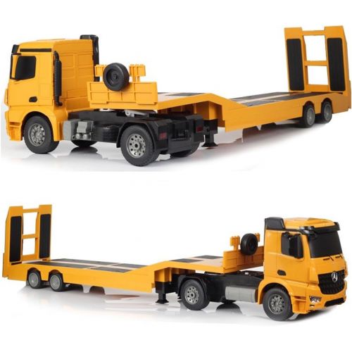  [아마존핫딜][아마존 핫딜] Fistone RC Truck Licensed Mercedes-Benz Acros Detachable Flatbed Semi-Trailer Engineering Tractor Remote Control Low Loader Die-Cast Car Model Kids Electronics Hobby Toy with Sound