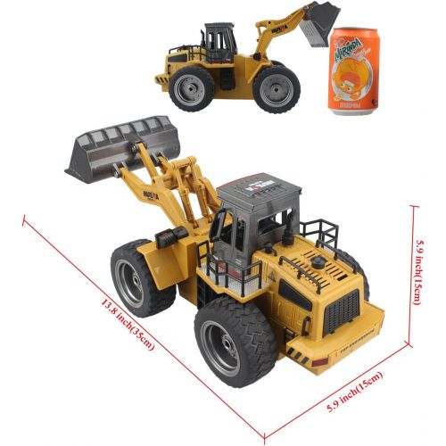  Fistone RC Truck Alloy Shovel Loader Tractor 2.4G Radio Control 4 Wheel Bulldozer 4WD Front Loader Construction Vehicle Electronic Toys Game Hobby Model with Light and Sounds