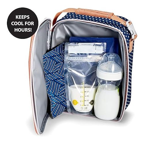  Cool Coolers by Fit & Fresh 2 Pack Soft Ice, Flexible Stretch Nylon Reusable Ice Packs for Lunch Boxes & Coolers, Navy Sketch Weave & Blue