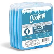 Cool Coolers By Fit & Fresh 4 Pack Slim Ice Packs, Quick Freeze Space Saving Reusable Ice Packs for Lunch Boxes or Coolers, Blue