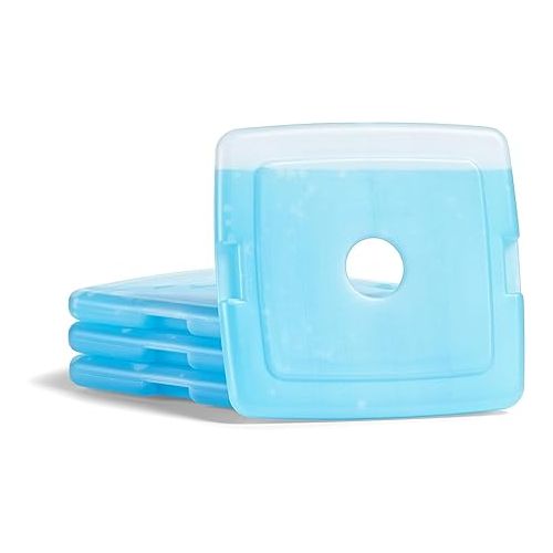  Cool Coolers By Fit & Fresh 4 Pack Slim Ice Packs, Quick Freeze Space Saving Reusable Ice Packs for Lunch Boxes or Coolers, Blue