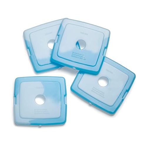  Cool Coolers by Fit + Fresh, 4 Pack Slim Ice Packs, Space Saving Reusable Ice Packs for Lunch Boxes or Coolers