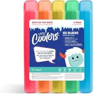 Cool Coolers by Fit + Fresh, 5 Pack Days of the Week Ice Blocks, Compact Reusable Ice Packs for Lunch Boxes & Coolers, Multi Colored