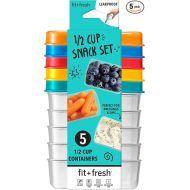 Fit & Fresh 1/2-Cup Snack Set, Condiment & Salad Dressing Containers, Reusable & Leakproof Lunch Containers, Perfect for Insulated Lunch Bag, Lunch Box & More, 5PK, Multicolor
