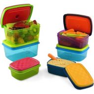 Fit & Fresh Kids' Healthy Lunch Set, 14-Piece Value Reusable Container Set with Removable Ice Packs, Leak-Proof, BPA-Free, Portion Control, Multicolor