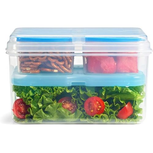  Fit & Fresh 216HL Entree Set with Ice Pack, 3 Reusable Portion Control Containers, BPA-Free, Microwave/Dishwasher Safe Lunch Box, Entree, Blue