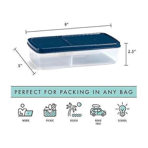  Fit & Fresh Bento Box Adult and Kids Lunch Box Container, Includes 2 Slim Clip-in Ice Packs, Reusable, Leak-Resistant, & Stackable Lunch Container for Adults