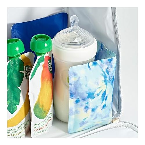  Cool Coolers by Fit & Fresh 2 Pack Soft Ice, Flexible Stretch Nylon Reusable Ice Packs for Lunch Boxes & Coolers, Aqua Tye Dye