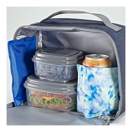  Cool Coolers by Fit & Fresh 2 Pack Soft Ice, Flexible Stretch Nylon Reusable Ice Packs for Lunch Boxes & Coolers, Aqua Tye Dye