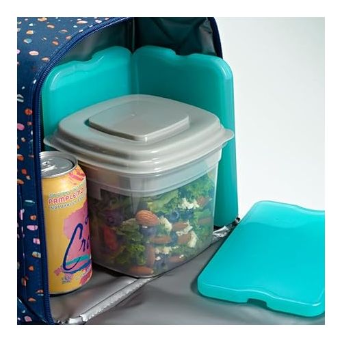  Cool Coolers by Fit & Fresh 4 Pack XL Slim Ice Packs, Quick Freeze Space Saving Reusable Ice Packs for Lunch Boxes or Coolers, Green