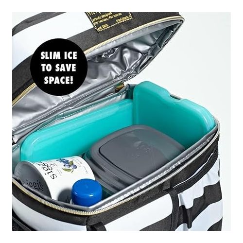  Cool Coolers by Fit & Fresh 4 Pack XL Slim Ice Packs, Quick Freeze Space Saving Reusable Ice Packs for Lunch Boxes or Coolers, Green