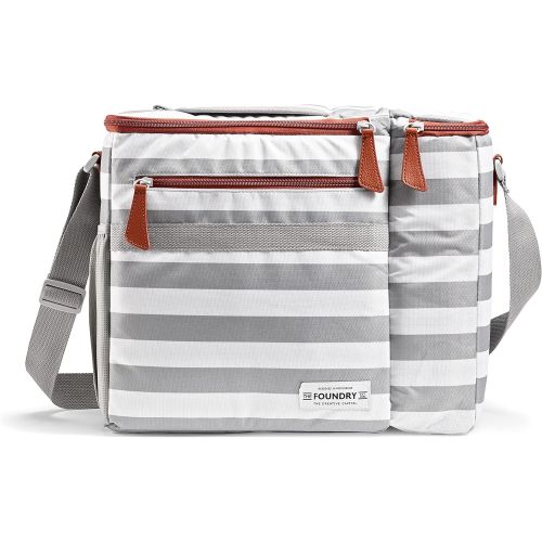  Foundry by Fit + Fresh, Brooks Dual-Compartment Insulated Cooler Bag with Wine Cooler Compartment, Food & Beverage Beach Bag, Picnic Basket, Perfect for Tailgating & Camping Access