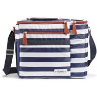 Foundry by Fit + Fresh, Brooks Dual-Compartment Insulated Cooler Bag with Wine Cooler Compartment, Food & Beverage Beach Bag, Picnic Basket, Perfect for Tailgating & Camping Access
