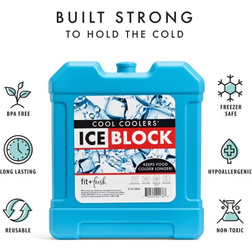  Cool Coolers by Fit + Fresh, XL Freezer Ice Block, Large and Powerful Ice Pack, Perfect for Insulated Cooler, Beach Bag, Backpack Cooler & More, 1PK, Blue