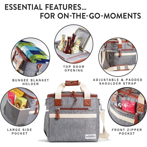  Foundry by Fit + Fresh, 24-Can Insulated Soft Cooler with Removable Liner, Reusable Food & Beverage Beach Cooler Bag, Perfect for Picnics, Tailgating, Trips & Camping Accessories,