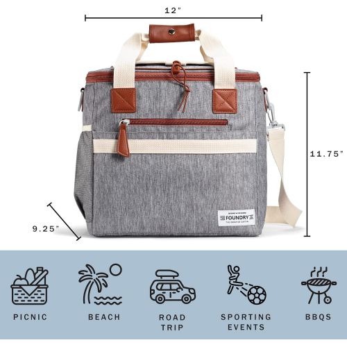  Foundry by Fit + Fresh, 24-Can Insulated Soft Cooler with Removable Liner, Reusable Food & Beverage Beach Cooler Bag, Perfect for Picnics, Tailgating, Trips & Camping Accessories,