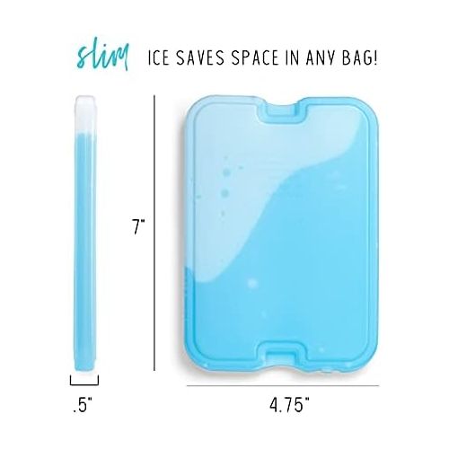  [아마존베스트]Fit & Fresh XL Cool Coolers Freezer Slim Ice Pack for Lunch Box, Set of 4, Large, Blue