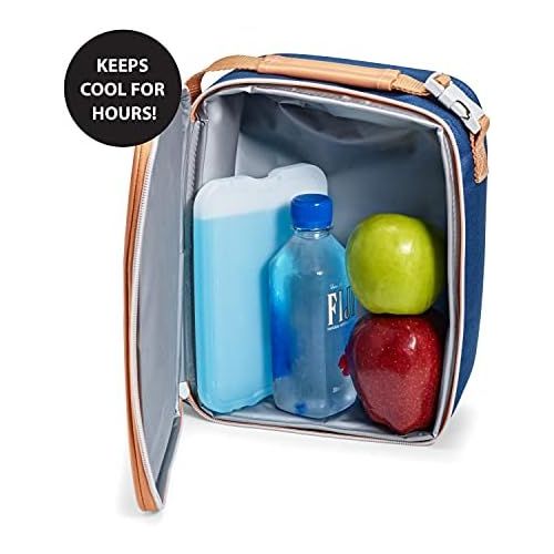  [아마존베스트]Fit & Fresh XL Cool Coolers Freezer Slim Ice Pack for Lunch Box, Set of 4, Large, Blue