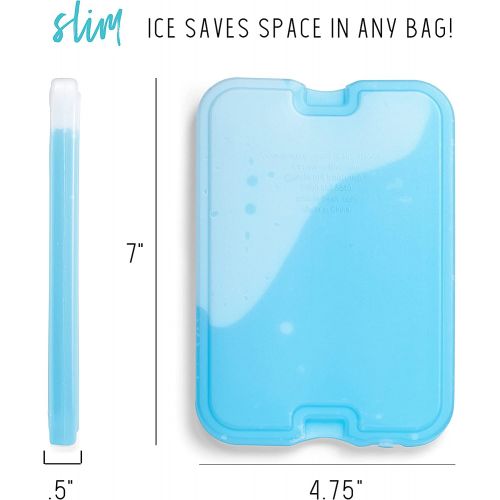  [아마존베스트]Fit & Fresh XL Cool Coolers Freezer Slim Ice Pack for Lunch Box, Set of 4, Large, Blue