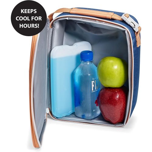  [아마존베스트]Fit & Fresh XL Cool Coolers Freezer Slim Ice Pack for Lunch Box, Set of 4, Large, Blue