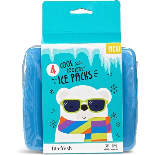  [아마존베스트]Fit & Fresh Cool Coolers Slim Reusable Ice Packs for Lunch Boxes, Lunch Bags and Coolers, Set of 4, Multicolored