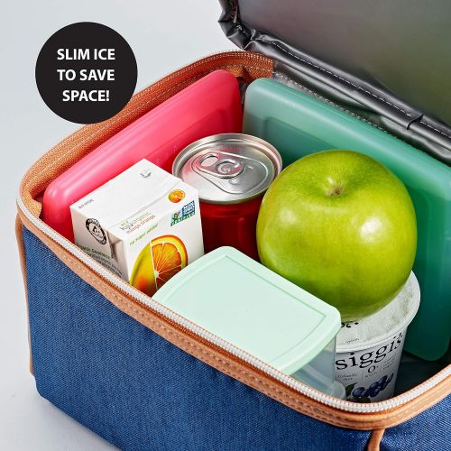  [아마존베스트]Fit & Fresh Cool Coolers Slim Reusable Ice Packs for Lunch Boxes, Lunch Bags and Coolers, Set of 4, Multicolored