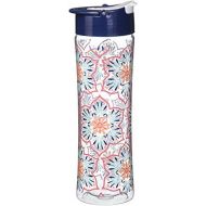 [아마존베스트]Fit & Fresh Reusable Water Bottle for Adults and Kids, made of BPA-Free Tritan Plastic with Leakproof Flip-up Cap and Carry Handle, 20 ounces, Coral Star Blooms