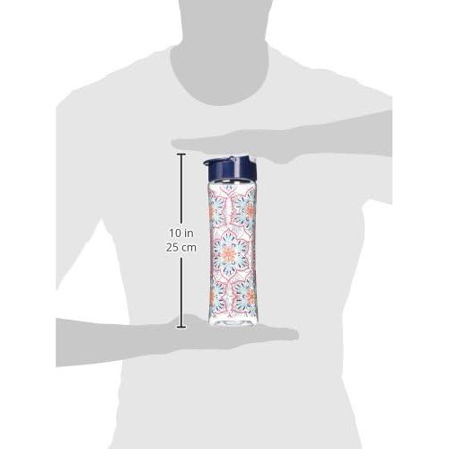  [아마존베스트]Fit & Fresh Reusable Water Bottle for Adults and Kids, made of BPA-Free Tritan Plastic with Leakproof Flip-up Cap and Carry Handle, 20 ounces, Coral Star Blooms