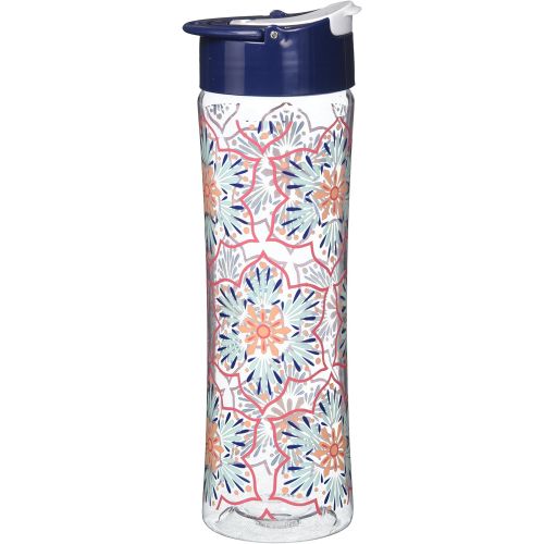  [아마존베스트]Fit & Fresh Reusable Water Bottle for Adults and Kids, made of BPA-Free Tritan Plastic with Leakproof Flip-up Cap and Carry Handle, 20 ounces, Coral Star Blooms