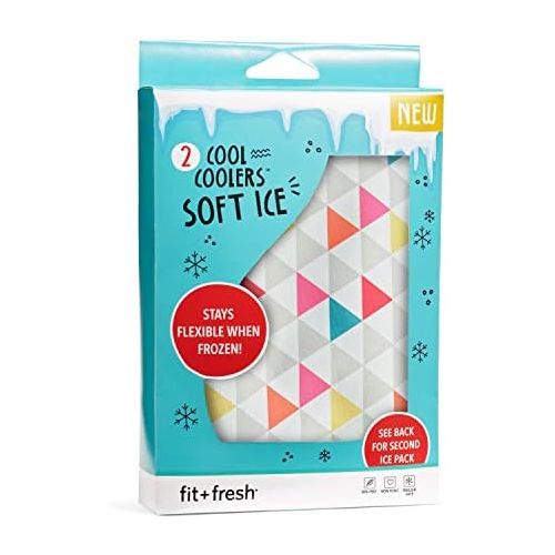  [아마존베스트]Fit & Fresh Soft Cool Coolers Ice Packs, Set of 2 Flexible Ice Packs for Lunch Boxes, Lunch Bags and Coolers, Multi Colo