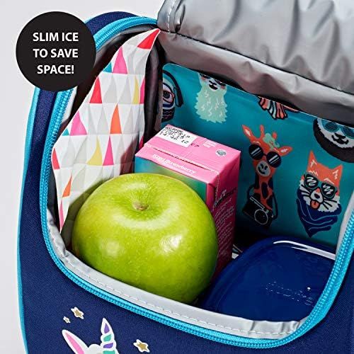  [아마존베스트]Fit & Fresh Soft Cool Coolers Ice Packs, Set of 2 Flexible Ice Packs for Lunch Boxes, Lunch Bags and Coolers, Multi Colo