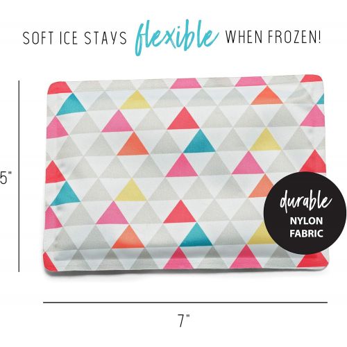  [아마존베스트]Fit & Fresh Soft Cool Coolers Ice Packs, Set of 2 Flexible Ice Packs for Lunch Boxes, Lunch Bags and Coolers, Multi Colo