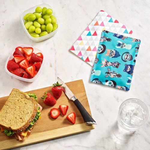  [아마존베스트]Fit & Fresh Soft Cool Coolers Ice Packs, Set of 2 Flexible Ice Packs for Lunch Boxes, Lunch Bags and Coolers, Multi Colo