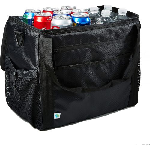  [아마존베스트]Fit & Fresh Insulated Extra Large Soft Cooler, 30-Can Capacity, Adjustable Shoulder Strap, Zipper Closure, Leak Proof Lining, Adults, Men, Women, Black