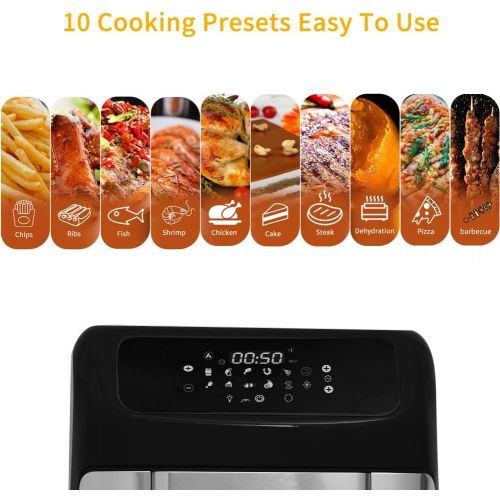  Fit Choice 12.7 Quart 10 in 1 XLarge Capacity Air Fryer Oven, 10 Accessories, 10 Easy Presets W/ Digital Touch Screen Controls & Integrated Digital Temperature Probe, Advanced Prog