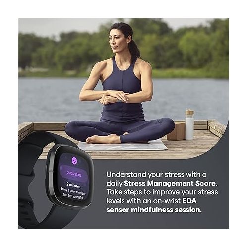  Fitbit Sense Advanced Smartwatch with Tools for Heart Health, Stress Management & Skin Temperature Trends, Carbon/Graphite, One Size (S & L Bands Included)